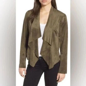 Kut from the Kloth Tayanita Faux Suede brown Jacket Drape Collar small